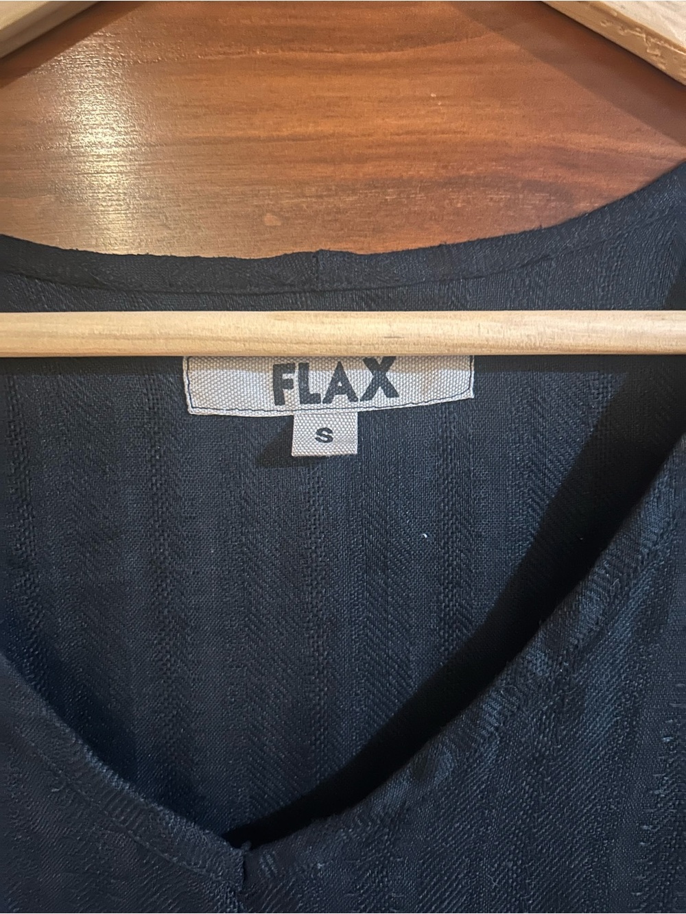 Flax Black V-Neck Dolman Relaxed Dress size small #1152 - Picture 3 of 7